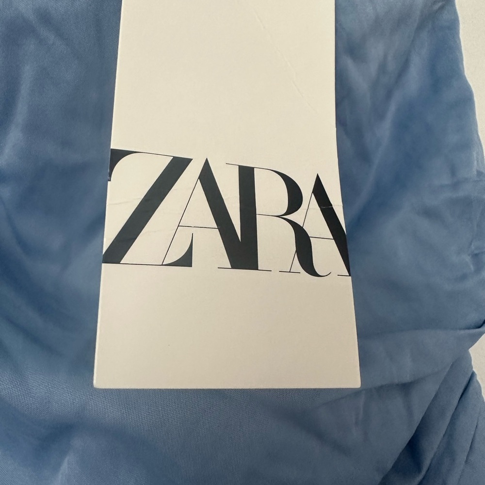 Zara Blue Top with Cream Accents